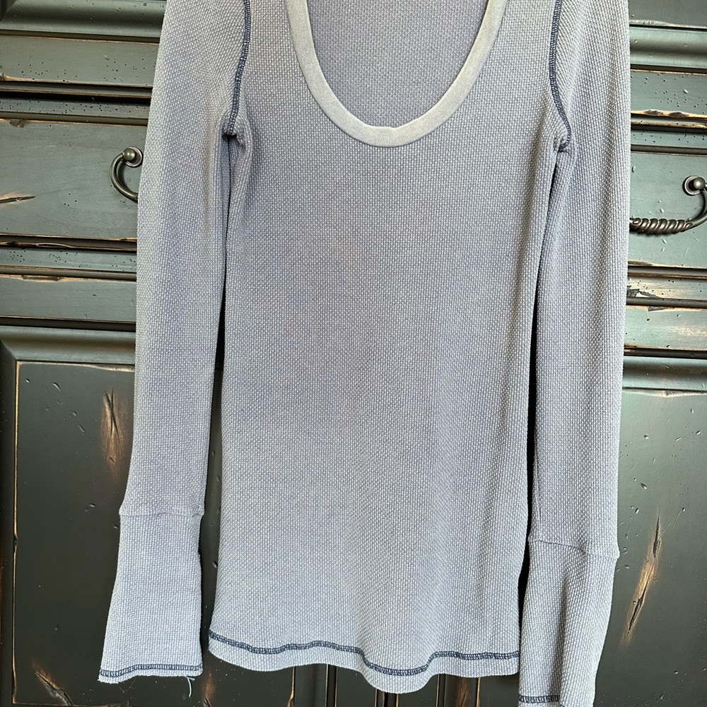 Free People, muted blue, waffle knit.